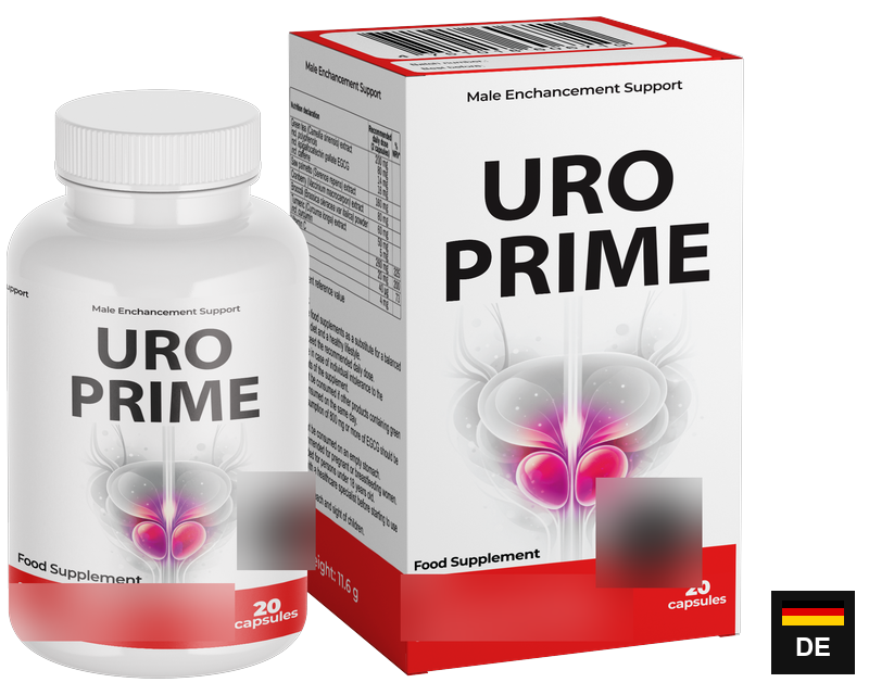 UroPrime – weiße Dose mit rotem Etikett, 20 Kapseln, Nahrungsergänzungsmittel